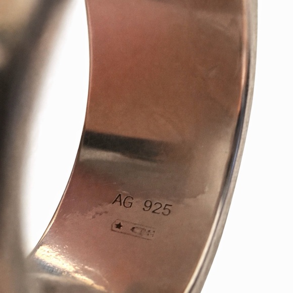 Gucci • Sterling Silver G Logo Wide Band Ring, AG925 Authentic, Unisex, Size 6 - Picture 5 of 9